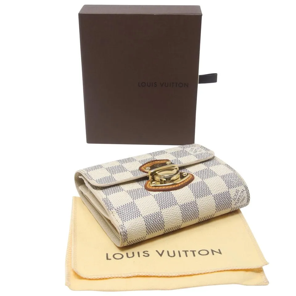 Louis Vuitton White Koala Damier Azur Coated Canvas French Compact Push-lock Wallet