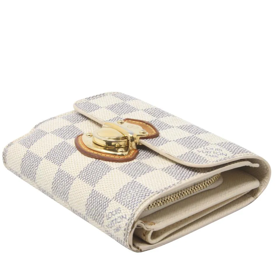 Louis Vuitton White Koala Damier Azur Coated Canvas French Compact Push-lock Wallet