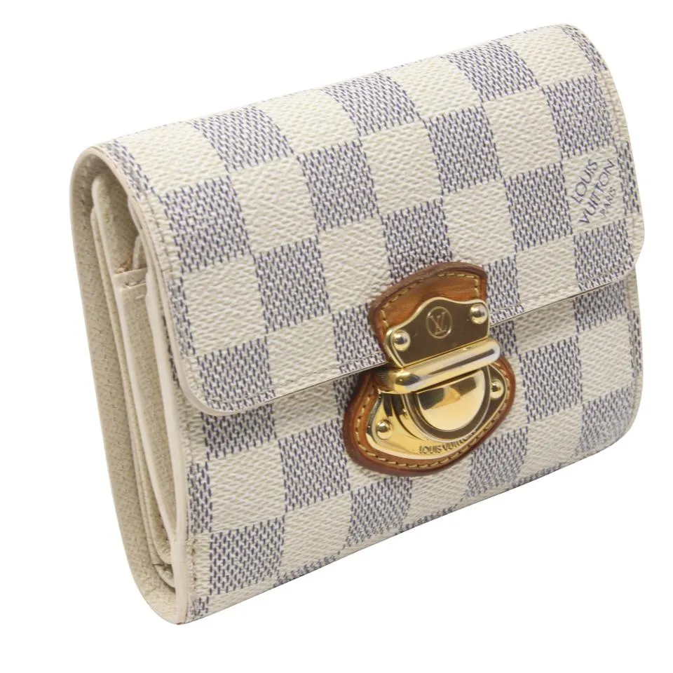 Louis Vuitton White Koala Damier Azur Coated Canvas French Compact Push-lock Wallet