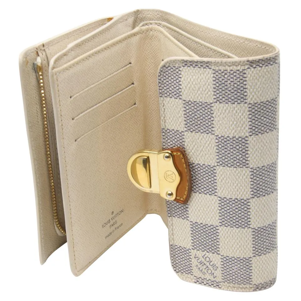 Louis Vuitton White Koala Damier Azur Coated Canvas French Compact Push-lock Wallet