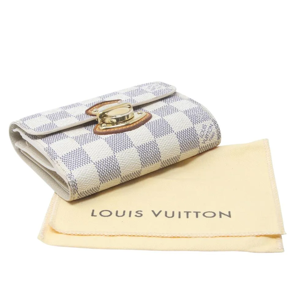 Louis Vuitton White Koala Damier Azur Coated Canvas French Compact Push-lock Wallet