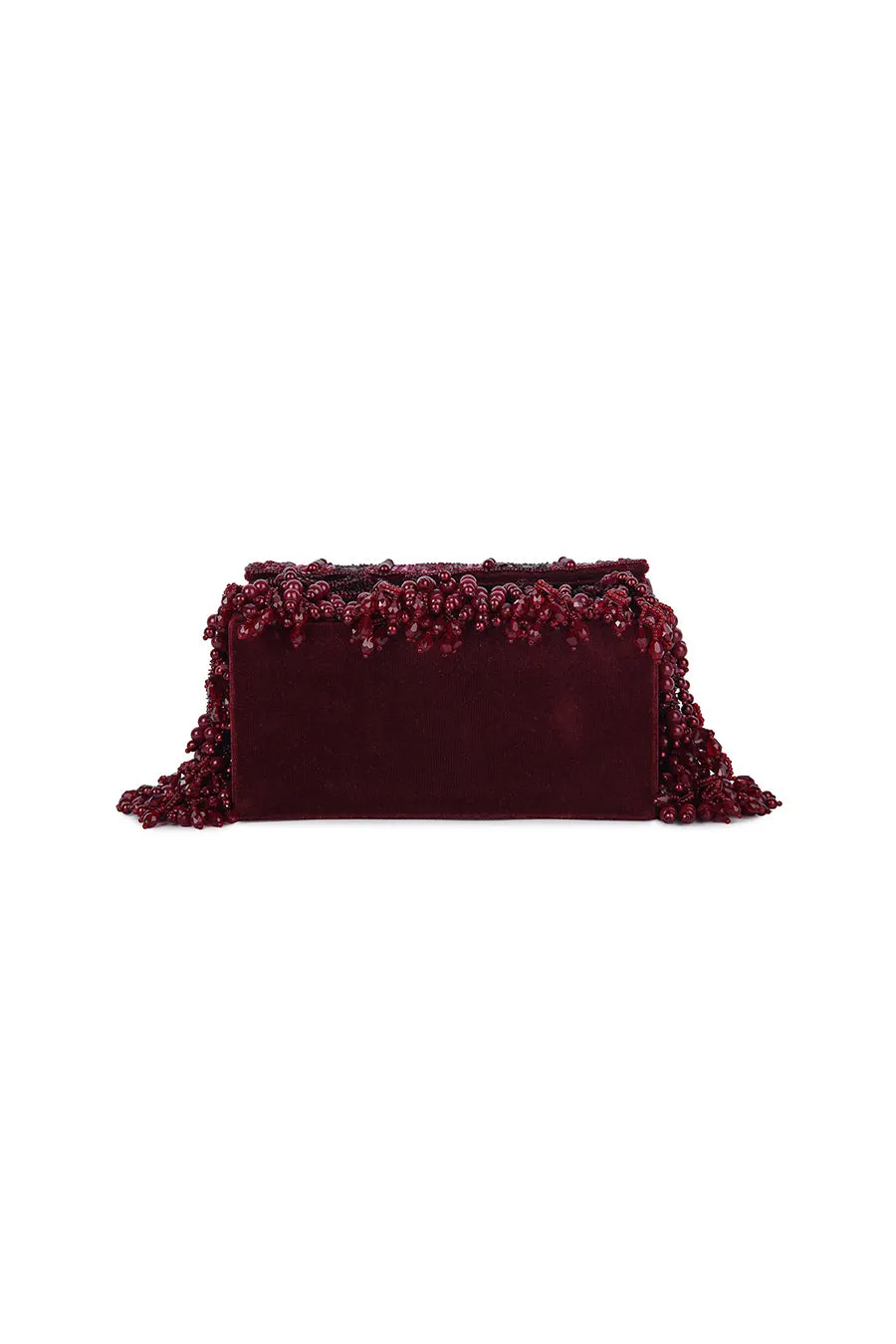 Maroon Minaa Hand-Embroidered Box Clutch