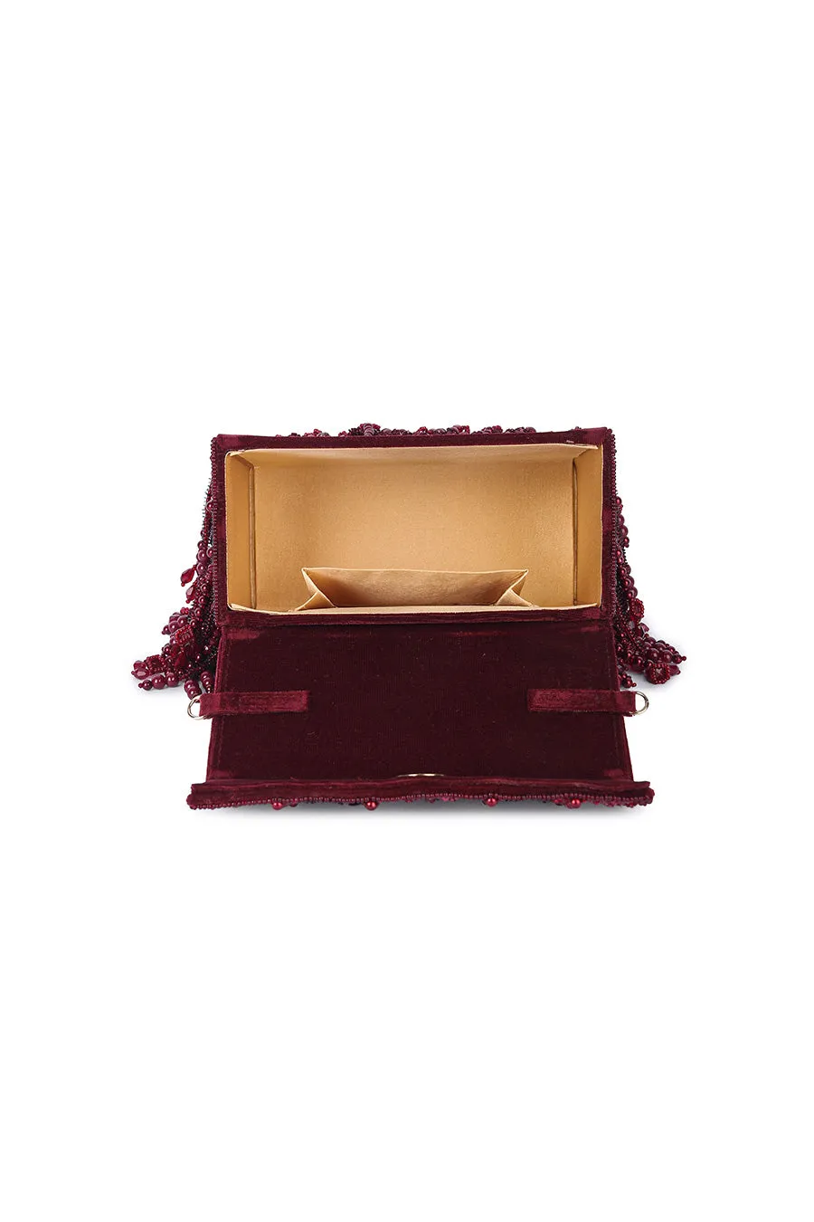 Maroon Minaa Hand-Embroidered Box Clutch