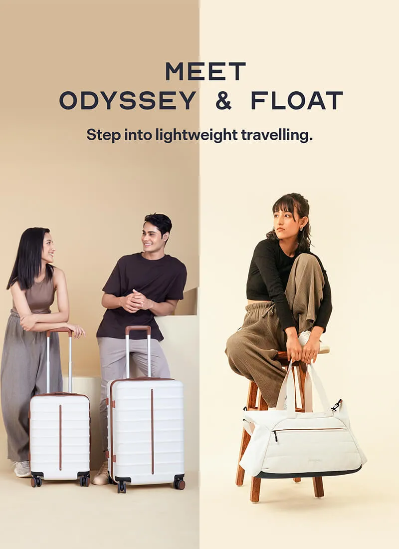 Odyssey Set of 2 & Float Duffle Combo | Sand White | Cabin Medium Hard Luggage & Duffle