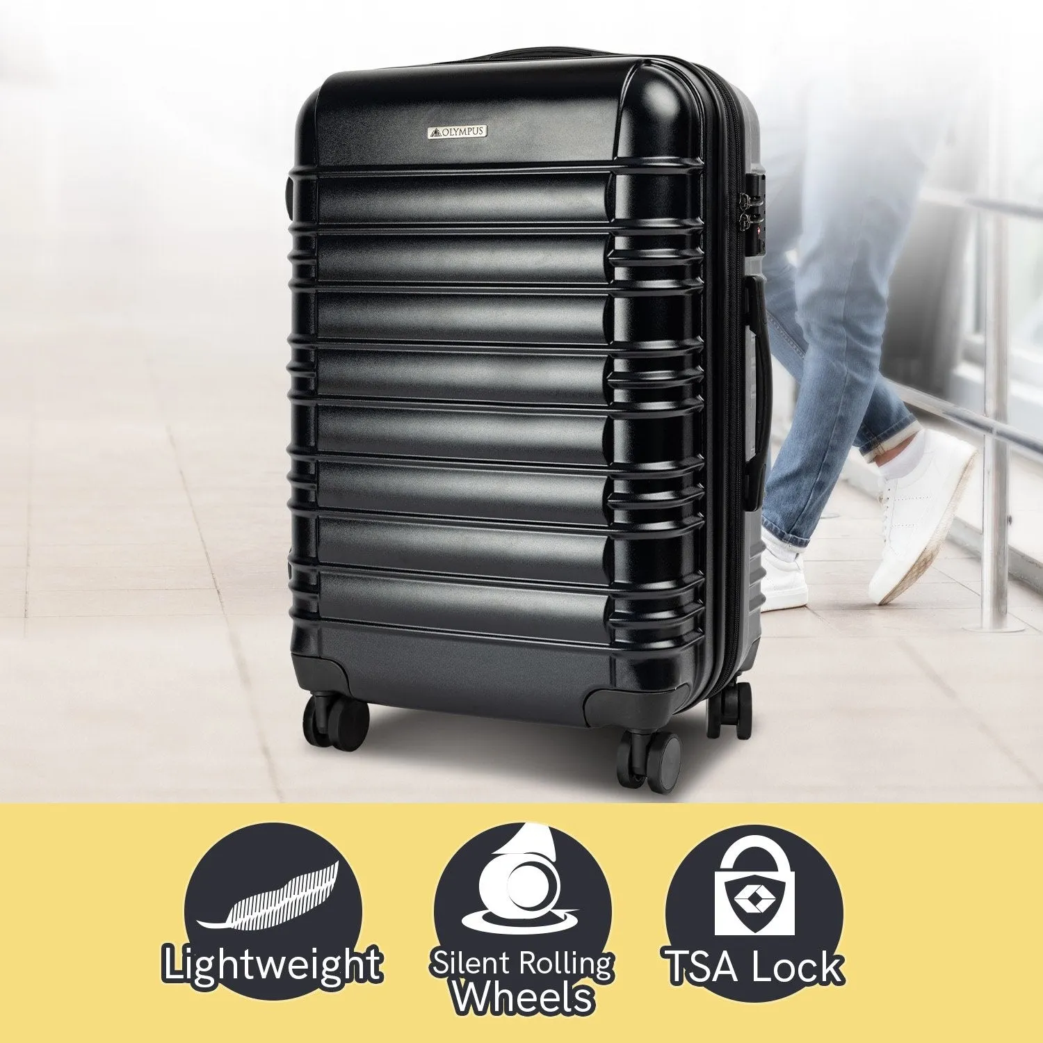 Olympus Noctis Suitcase 24in Hard Shell ABS PC - Stygian Black