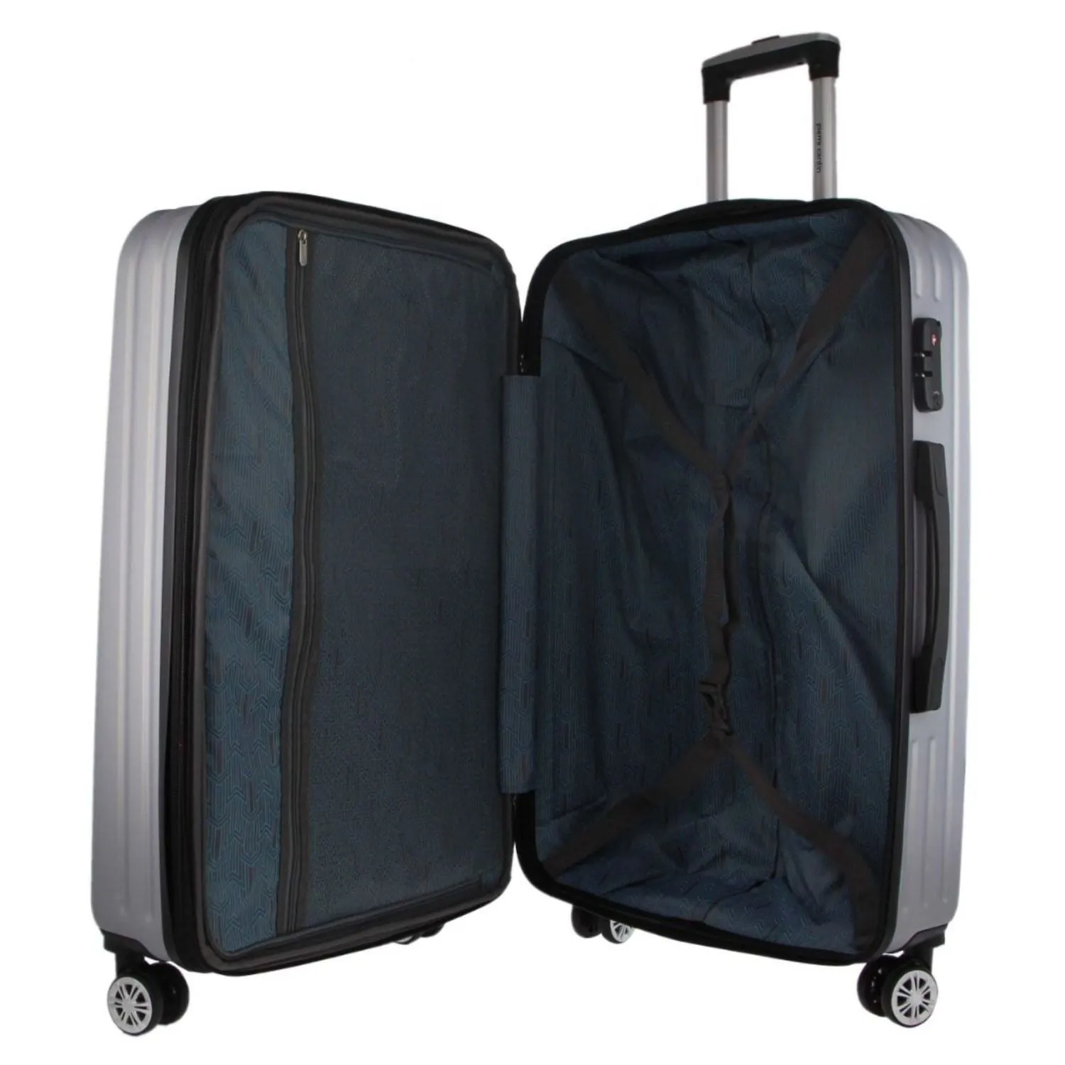 Pierre Cardin Hard Shell 4 Wheel Suitcase - Large - Silver - Expandable