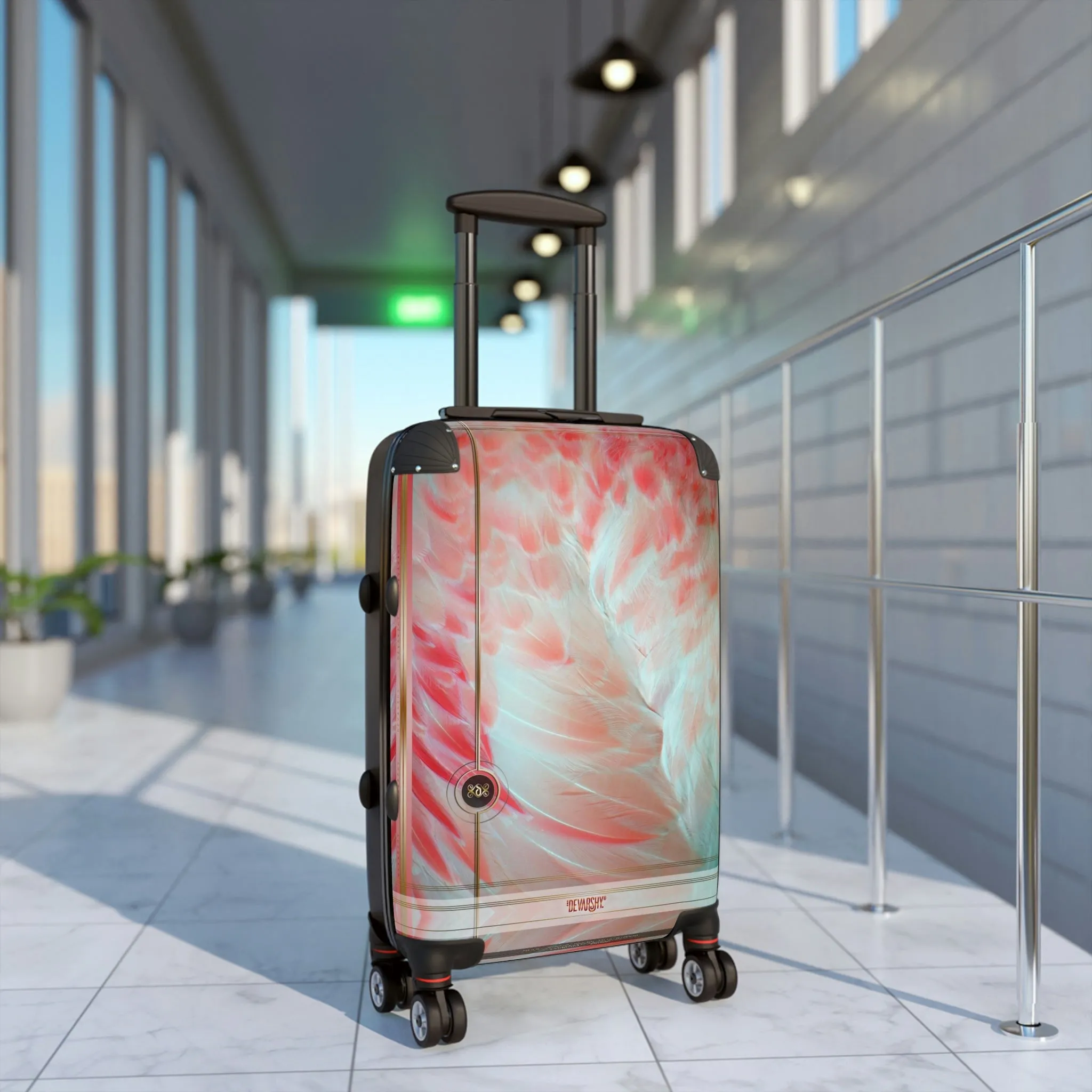 Pink Feathers Suitcase Carry-on Suitcase Swan Feathers Luggage Hard Shell Suitcase in 3 Sizes  | 11222D