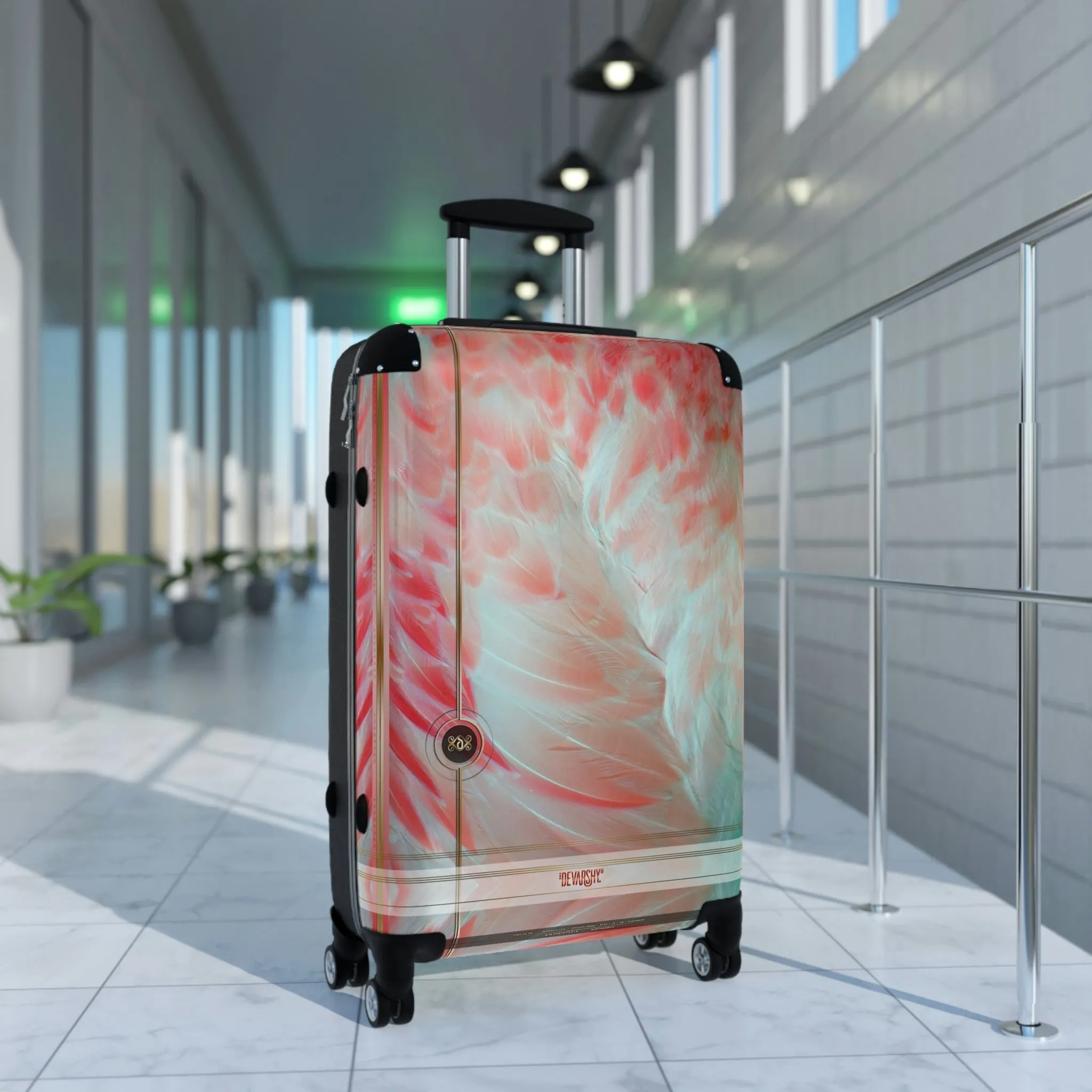 Pink Feathers Suitcase Carry-on Suitcase Swan Feathers Luggage Hard Shell Suitcase in 3 Sizes  | 11222D