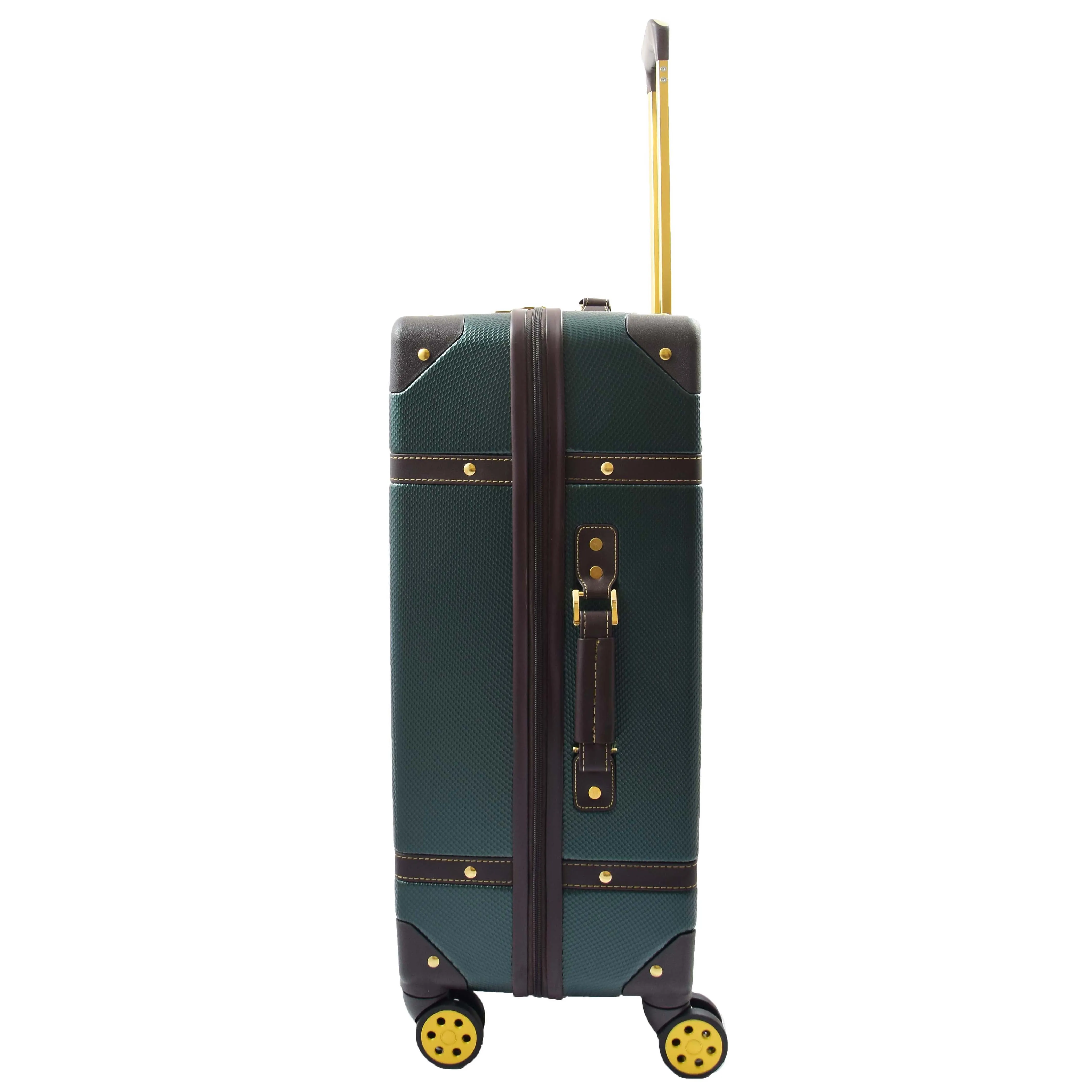 Retro 8 Wheel Hard Shell Luggage Trunk Style Suitcase Travel Bags Archaic Emerald