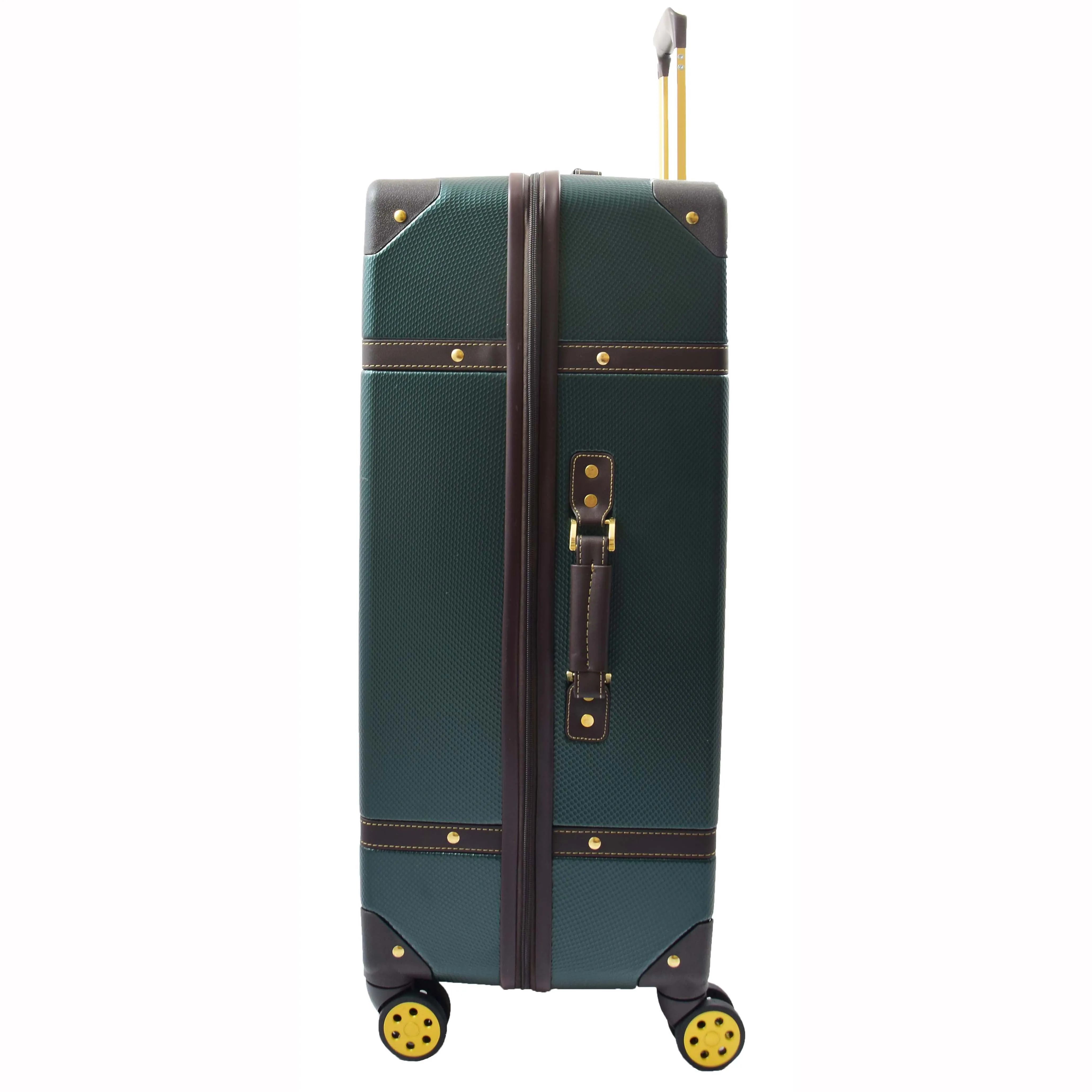 Retro 8 Wheel Hard Shell Luggage Trunk Style Suitcase Travel Bags Archaic Emerald