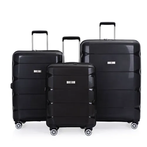 Richland Fashion Hand Luggage Lightweight PP Hard Shell Trolley Expandable Travel Suitcase with 4 Wheels - Medium 24"