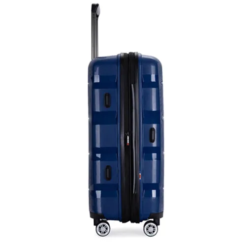 Richland Fashion Hand Luggage Lightweight PP Hard Shell Trolley Expandable Travel Suitcase with 4 Wheels - Medium 24"