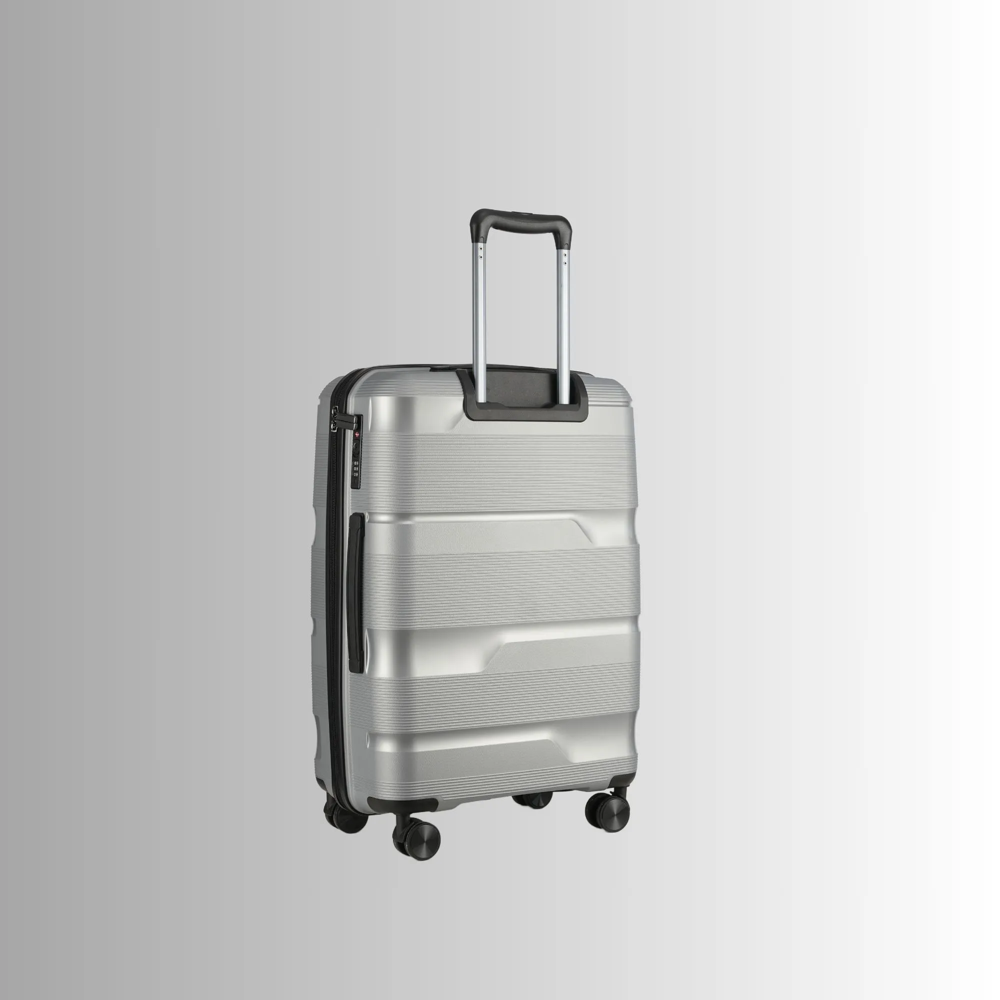 Silver Hardcase Roller Luggage 24' with 360° Wheels & TSA Lock