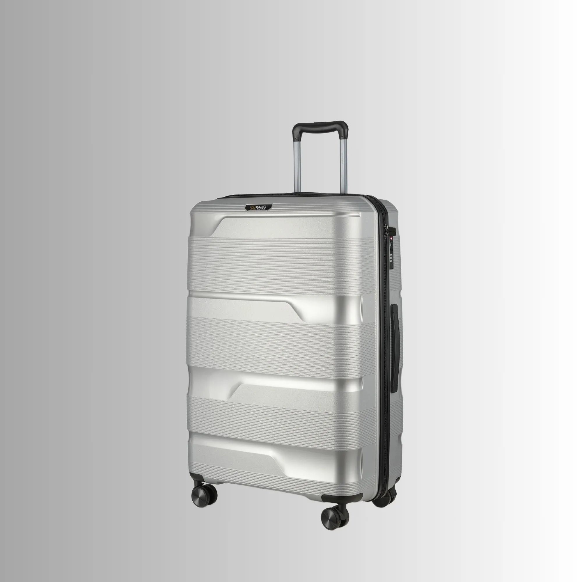 Silver Hardcase Roller Luggage 24' with 360° Wheels & TSA Lock