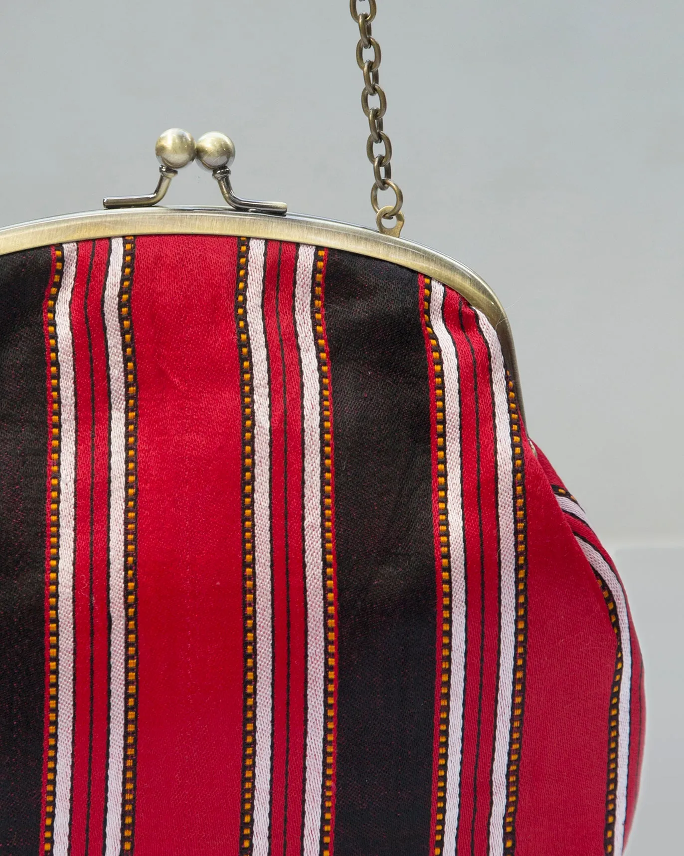 Sling Stripe Clutch - Red & Brown