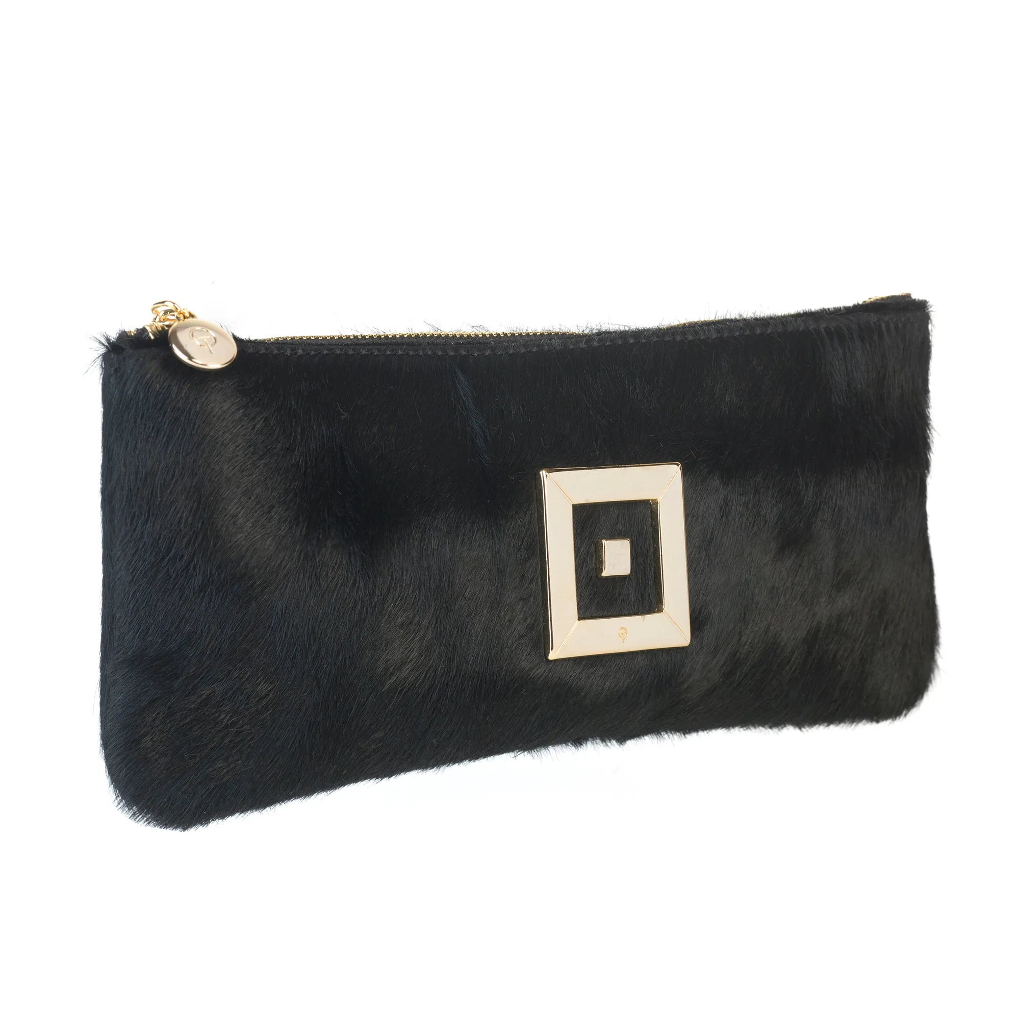 Stella Black Ponyskin Clutch