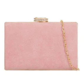 Suede Box Clutch Bags Blush