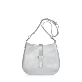 Tulip Crossbody Bag (Silver Pebbled)