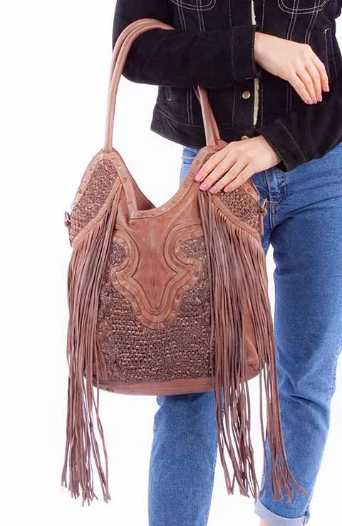 Western Shoulder Bag Leather Braided Accents