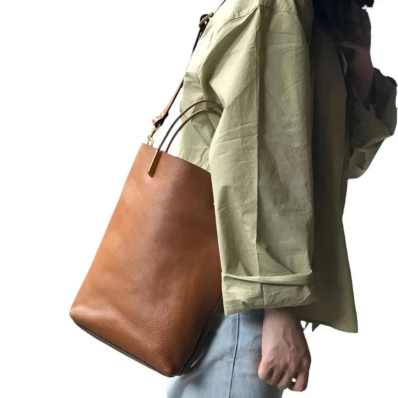 Women's Bucket Bag Natural Soft Genuine Leather