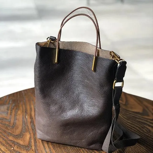 Women's Bucket Bag Natural Soft Genuine Leather