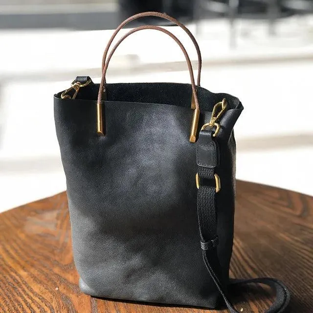 Women's Bucket Bag Natural Soft Genuine Leather